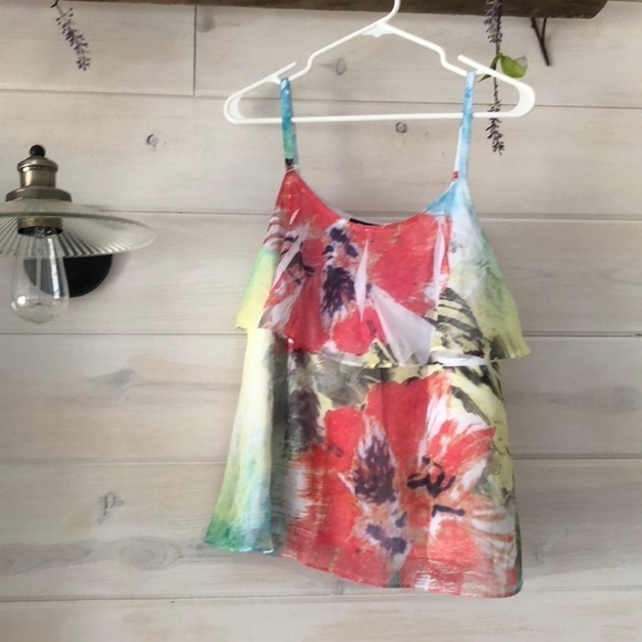 AB Studio Sheer‎ Flower Tank Top - Picture 3 of 5